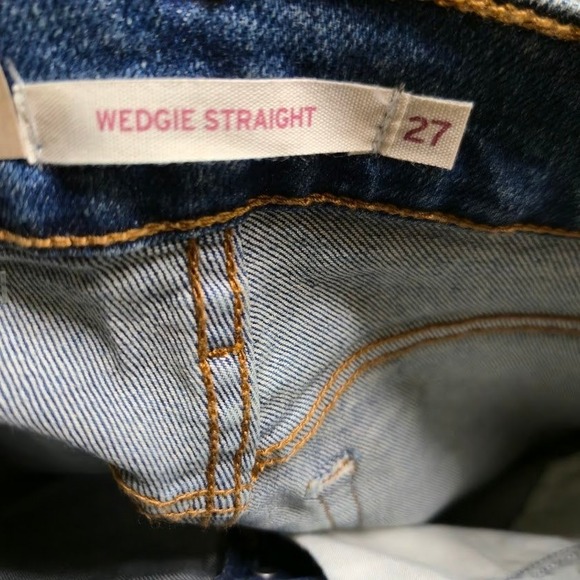 Levi Strauss Wedgie Straight Jeans Women's Blue Denim Button Fly Size 27x26 - Picture 7 of 8